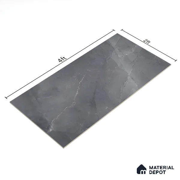 Marble Floor & Wall Tile | TL 01092 Choco Brown 4 ft x 2 ft Glossy Finish Vitrified Tile - 9 mm (Random 03) | Suitable For Living Room, Bedroom, Dining Area