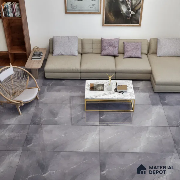Marble Floor & Wall Tile | TL 01092 Choco Brown 4 ft x 2 ft Glossy Finish Vitrified Tile - 9 mm (Random 03) | Suitable For Living Room, Bedroom, Dining Area
