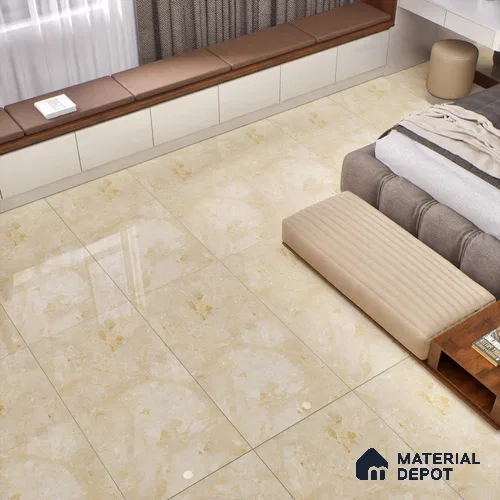 Marble Floor & Wall Tile | TL 01095 Latte Cream 4 ft x 2 ft Glossy Finish Vitrified Tile - 9 mm (Random 03) | Suitable For Living Room, Bedroom, Dining Area