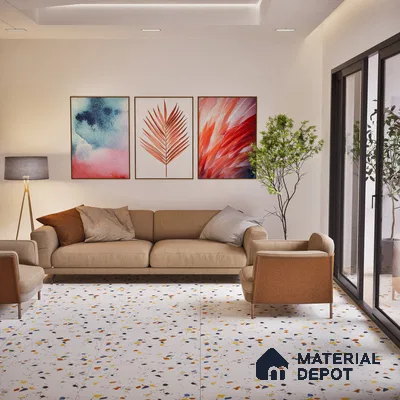 TL 01103 Vibrant Terrazo Carving Matte Finish 600 x 1200 mm Vitrified Wall & Floor Tile - 9 mm