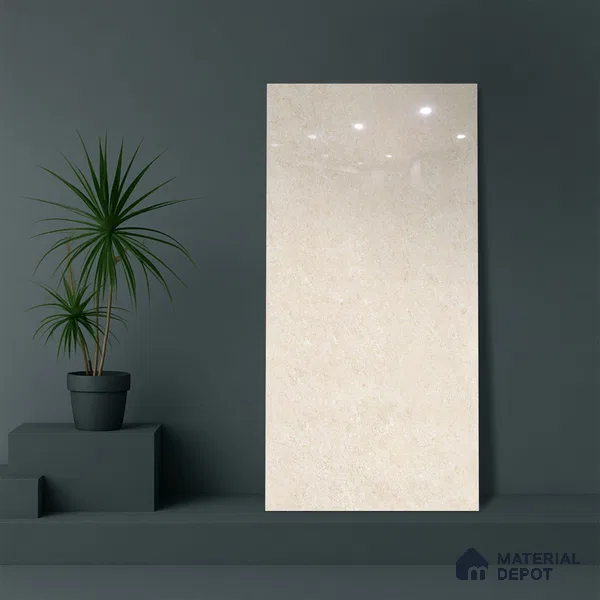 Stone Floor & Wall Tile | TL 01130 Monch Crema 4 ft x 2 ft Glossy Finish Double Charge Vitrified Tile - 9 mm | Suitable For Living Room, Bedroom, Dining Area (Sample)