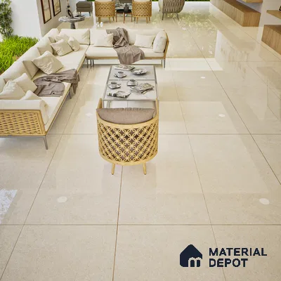 Stone Floor & Wall Tile | TL 01130 Monch Crema 4 ft x 2 ft Glossy Finish Double Charge Vitrified Tile - 9 mm | Suitable For Living Room, Bedroom, Dining Area (Sample)
