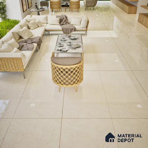Marble Floor & Wall Tile | TL 01130 Monch Crema 4 ft x 2 ft Glossy Finish Double Charge Vitrified Tile - 9 mm | Suitable For Living Room, Bedroom, Dining Area