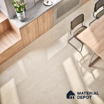 Stone Floor & Wall Tile | TL 01130 Monch Crema 4 ft x 2 ft Glossy Finish Double Charge Vitrified Tile - 9 mm | Suitable For Living Room, Bedroom, Dining Area (Sample)
