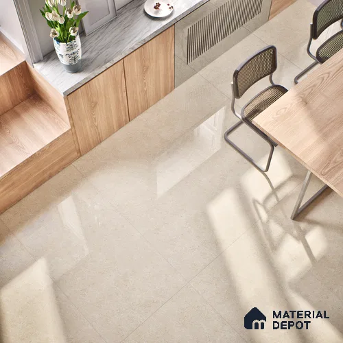 Marble Floor & Wall Tile | TL 01130 Monch Crema 4 ft x 2 ft Glossy Finish Double Charge Vitrified Tile - 9 mm | Suitable For Living Room, Bedroom, Dining Area