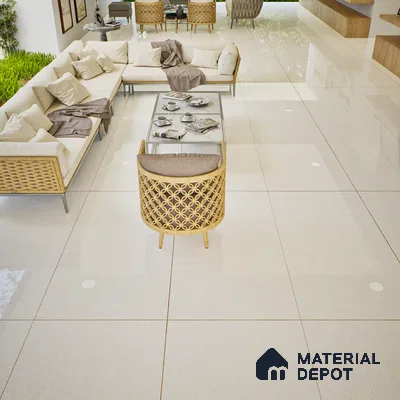Stone Floor & Wall Tile | TL 01131 Monch White 4 ft x 2 ft Glossy Finish Double Charge Vitrified Tile - 9 mm | Suitable For Living Room, Bedroom, Dining Area (Sample)