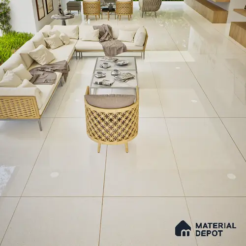 Stone Floor & Wall Tile | TL 01131 Monch White 4 ft x 2 ft Glossy Finish Double Charge Vitrified Tile - 9 mm | Suitable For Living Room, Bedroom, Dining Area