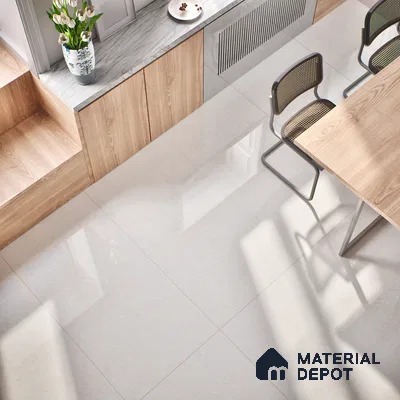 Stone Floor & Wall Tile | TL 01131 Monch White 4 ft x 2 ft Glossy Finish Double Charge Vitrified Tile - 9 mm | Suitable For Living Room, Bedroom, Dining Area (Sample)