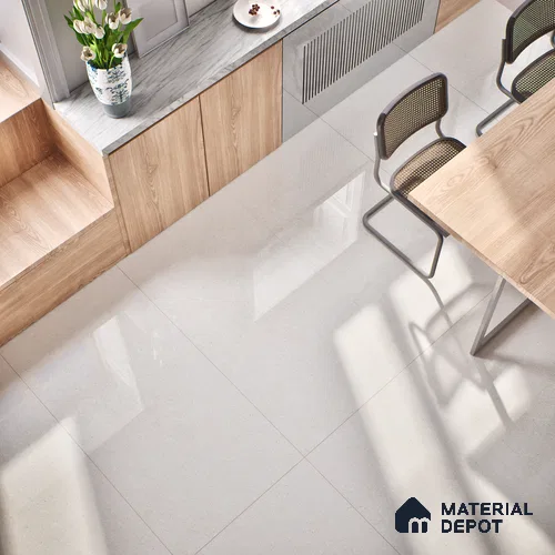 Stone Floor & Wall Tile | TL 01131 Monch White 4 ft x 2 ft Glossy Finish Double Charge Vitrified Tile - 9 mm | Suitable For Living Room, Bedroom, Dining Area