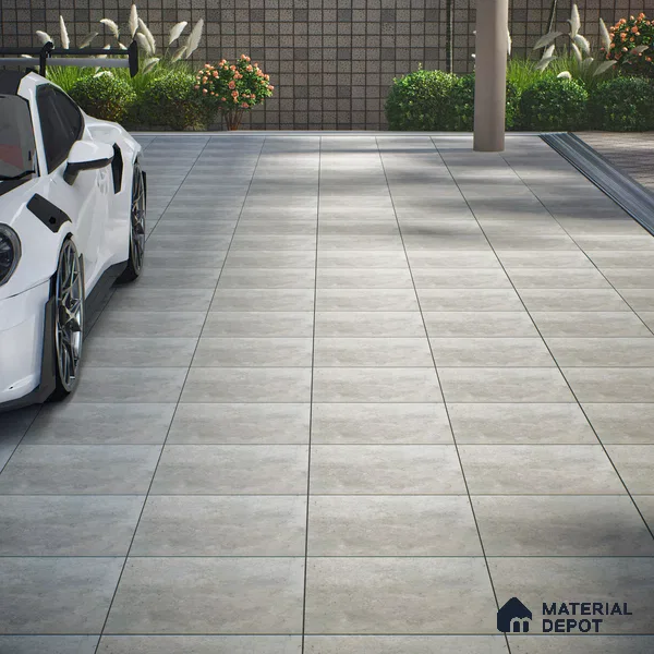 TL 02788 Powder Grey 400 x 400 mm Matte Finish Vitrified Parking Floor Tile - 12 mm | Pattern Alignment May Vary | 2-3 mm Spacer is Mandatory (Sample)