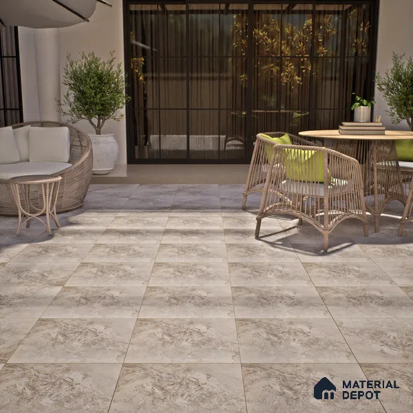 Parking Floor Tile TL 02791 Beige Cream 16 x 16 inch Vitrified Anti Skid Matte Finish Heavy Duty Tile - 12 mm | Suitable For Outdoor, High Traffic Areas, Terrace | Pattern Alignment May Vary | 2-3 mm Spacer is Mandatory (Sample)