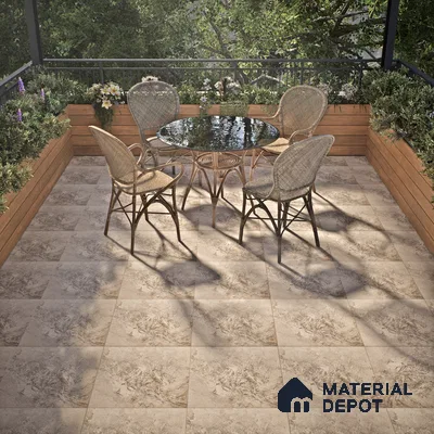 Parking Floor Tile TL 02791 Beige Cream 16 x 16 inch Vitrified Anti Skid Matte Finish Heavy Duty Tile - 12 mm | Suitable For Outdoor, High Traffic Areas, Terrace | Pattern Alignment May Vary | 2-3 mm Spacer is Mandatory (Sample)