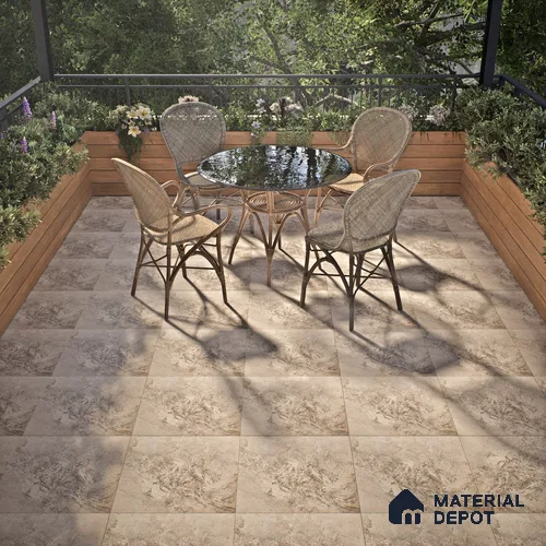 Parking Floor Tile TL 02791 Beige Cream 16 x 16 inch Vitrified Anti Skid Matte Finish Heavy Duty Tile - 12 mm | Suitable For Outdoor, High Traffic Areas, Terrace | Pattern Alignment May Vary | 2-3 mm Spacer is Mandatory