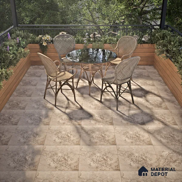 Parking Floor Tile TL 02791 Beige Cream 16 x 16 inch Vitrified Anti Skid Matte Finish Heavy Duty Tile - 12 mm | Suitable For Outdoor, High Traffic Areas, Terrace | Pattern Alignment May Vary | 2-3 mm Spacer is Mandatory (Sample)