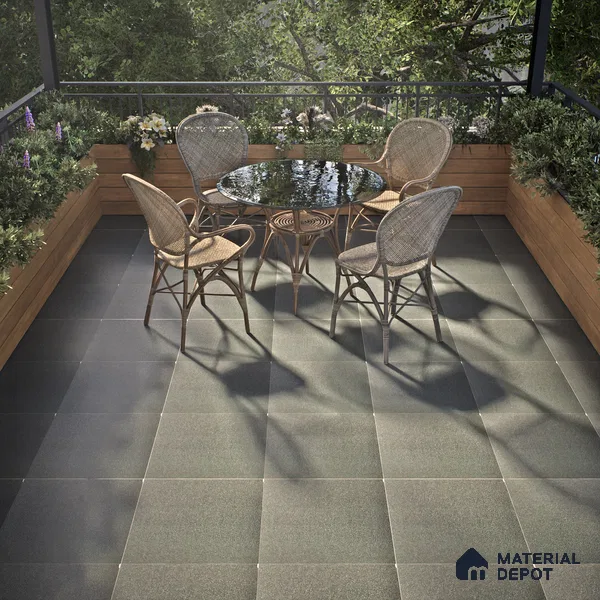 Parking Floor Tile TL 02792 Smoke Black 16 x 16 inch Vitrified Anti Skid Matte Finish Heavy Duty Tile - 12 mm | Suitable For Outdoor, High Traffic Areas, Terrace | Pattern Alignment May Vary | 2-3 mm Spacer is Mandatory (Sample)