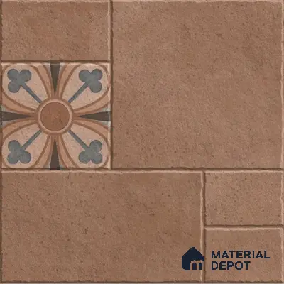 Parking Floor Tile TL 02748 Atelier Caramel 16 x 16 inch Vitrified Anti Skid Matte Finish Heavy Duty Tile - 12 mm | 6 Random Design | Suitable For Outdoor, High Traffic Areas, Terrace | Pattern Alignment May Vary | 2-3 mm Spacer is Mandatory
