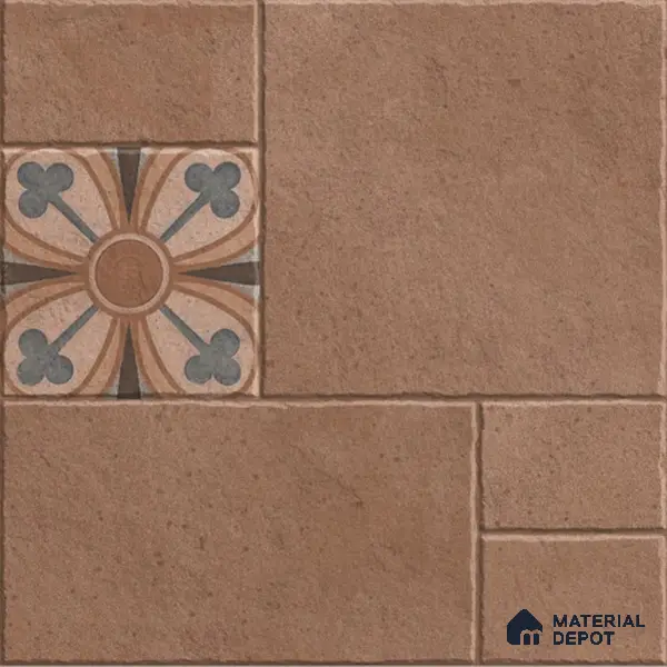Parking Floor Tile TL 02748 Atelier Caramel 16 x 16 inch Vitrified Anti Skid Matte Finish Heavy Duty Tile - 12 mm | 6 Random Design | Suitable For Outdoor, High Traffic Areas, Terrace | Pattern Alignment May Vary | 2-3 mm Spacer is Mandatory