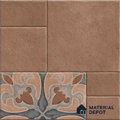 Parking Floor Tile TL 02748 Atelier Caramel 16 x 16 inch Vitrified Anti Skid Matte Finish Heavy Duty Tile - 12 mm | 6 Random Design | Suitable For Outdoor, High Traffic Areas, Terrace | Pattern Alignment May Vary | 2-3 mm Spacer is Mandatory