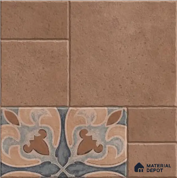 Parking Floor Tile TL 02748 Atelier Caramel 16 x 16 inch Vitrified Anti Skid Matte Finish Heavy Duty Tile - 12 mm | 6 Random Design | Suitable For Outdoor, High Traffic Areas, Terrace | Pattern Alignment May Vary | 2-3 mm Spacer is Mandatory