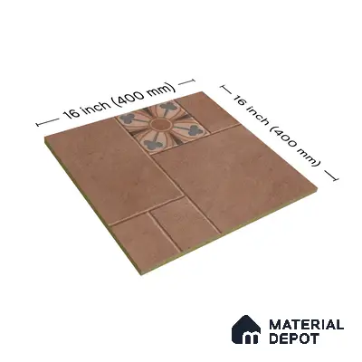 Parking Floor Tile TL 02748 Atelier Caramel 16 x 16 inch Vitrified Anti Skid Matte Finish Heavy Duty Tile - 12 mm | 6 Random Design | Suitable For Outdoor, High Traffic Areas, Terrace | Pattern Alignment May Vary | 2-3 mm Spacer is Mandatory