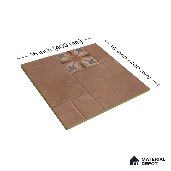 Parking Floor Tile TL 02748 Atelier Caramel 16 x 16 inch Vitrified Anti Skid Matte Finish Heavy Duty Tile - 12 mm | 6 Random Design | Suitable For Outdoor, High Traffic Areas, Terrace | Pattern Alignment May Vary | 2-3 mm Spacer is Mandatory