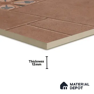 Parking Floor Tile TL 02748 Atelier Caramel 16 x 16 inch Vitrified Anti Skid Matte Finish Heavy Duty Tile - 12 mm | 6 Random Design | Suitable For Outdoor, High Traffic Areas, Terrace | Pattern Alignment May Vary | 2-3 mm Spacer is Mandatory