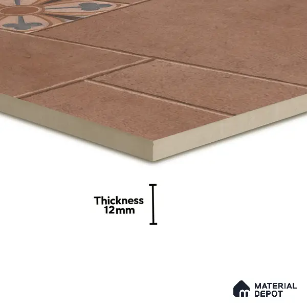 Parking Floor Tile TL 02748 Atelier Caramel 16 x 16 inch Vitrified Anti Skid Matte Finish Heavy Duty Tile - 12 mm | 6 Random Design | Suitable For Outdoor, High Traffic Areas, Terrace | Pattern Alignment May Vary | 2-3 mm Spacer is Mandatory