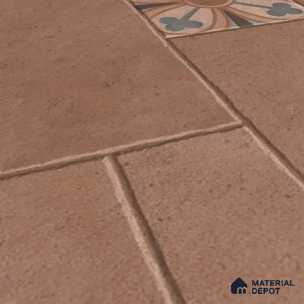 Parking Floor Tile TL 02748 Atelier Caramel 16 x 16 inch Vitrified Anti Skid Matte Finish Heavy Duty Tile - 12 mm | 6 Random Design | Suitable For Outdoor, High Traffic Areas, Terrace | Pattern Alignment May Vary | 2-3 mm Spacer is Mandatory