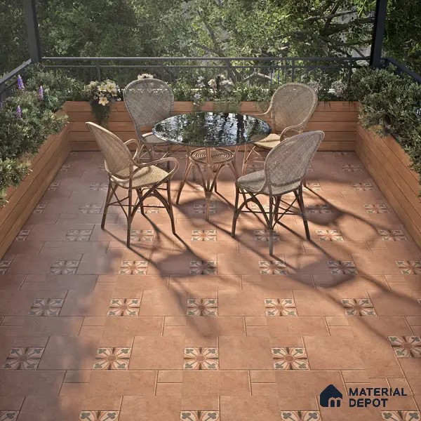 Parking Floor Tile TL 02748 Atelier Caramel 16 x 16 inch Vitrified Anti Skid Matte Finish Heavy Duty Tile - 12 mm | 6 Random Design | Suitable For Outdoor, High Traffic Areas, Terrace | Pattern Alignment May Vary | 2-3 mm Spacer is Mandatory