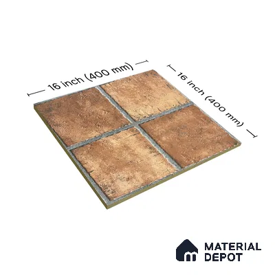 Parking Floor Tile TL 02783 Desert Cotto 16 x 16 inch Vitrified Anti Skid Matte Finish Heavy Duty Tile - 12 mm | Suitable For Outdoor, High Traffic Areas, Terrace | Pattern Alignment May Vary | 2-3 mm Spacer is Mandatory (Sample)