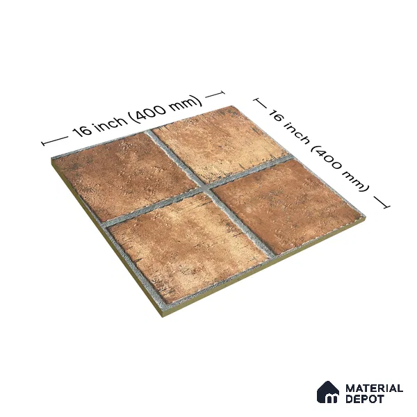 Parking Floor Tile TL 02783 Desert Cotto 16 x 16 inch Vitrified Anti Skid Matte Finish Heavy Duty Tile - 12 mm | Suitable For Outdoor, High Traffic Areas, Terrace | Pattern Alignment May Vary | 2-3 mm Spacer is Mandatory (Sample)