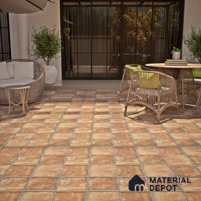 Parking Floor Tile TL 02783 Desert Cotto 16 x 16 inch Vitrified Anti Skid Matte Finish Heavy Duty Tile - 12 mm | Suitable For Outdoor, High Traffic Areas, Terrace | Pattern Alignment May Vary | 2-3 mm Spacer is Mandatory (Sample)
