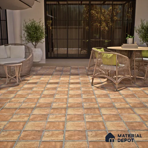 Parking Floor Tile TL 02783 Desert Cotto 16 x 16 inch Vitrified Anti Skid Matte Finish Heavy Duty Tile - 12 mm | Suitable For Outdoor, High Traffic Areas, Terrace | Pattern Alignment May Vary | 2-3 mm Spacer is Mandatory