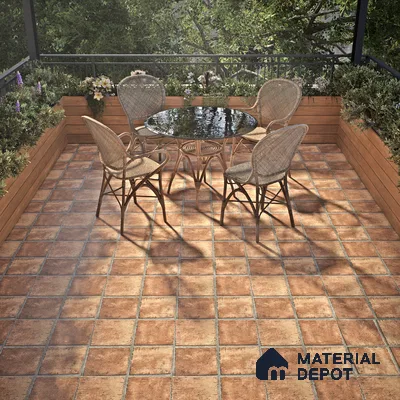 Parking Floor Tile TL 02783 Desert Cotto 16 x 16 inch Vitrified Anti Skid Matte Finish Heavy Duty Tile - 12 mm | Suitable For Outdoor, High Traffic Areas, Terrace | Pattern Alignment May Vary | 2-3 mm Spacer is Mandatory (Sample)