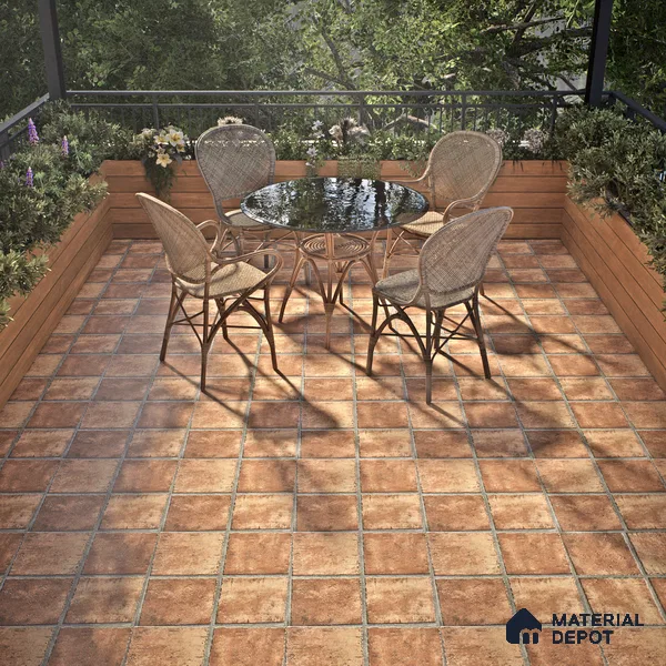 Parking Floor Tile TL 02783 Desert Cotto 16 x 16 inch Vitrified Anti Skid Matte Finish Heavy Duty Tile - 12 mm | Suitable For Outdoor, High Traffic Areas, Terrace | Pattern Alignment May Vary | 2-3 mm Spacer is Mandatory (Sample)