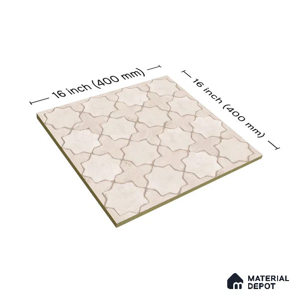 Parking Floor Tile TL 02753 Gemstone Crema 16 x 16 inch Vitrified Anti Skid Matte Finish Heavy Duty Tile - 12 mm | Suitable For Outdoor, High Traffic Areas, Terrace | Pattern Alignment May Vary | 2-3 mm Spacer is Mandatory