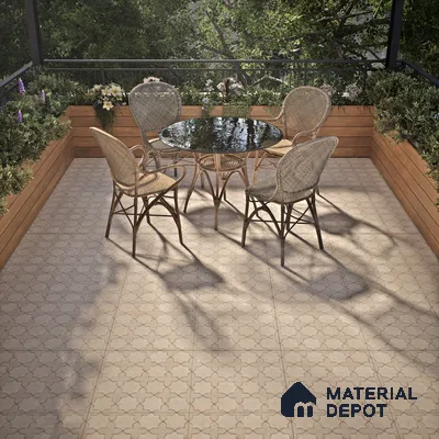 Parking Floor Tile TL 02753 Gemstone Crema 16 x 16 inch Vitrified Anti Skid Matte Finish Heavy Duty Tile - 12 mm | Suitable For Outdoor, High Traffic Areas, Terrace | Pattern Alignment May Vary | 2-3 mm Spacer is Mandatory