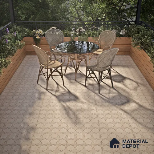 Parking Floor Tile TL 02753 Gemstone Crema 16 x 16 inch Vitrified Anti Skid Matte Finish Heavy Duty Tile - 12 mm | Suitable For Outdoor, High Traffic Areas, Terrace | Pattern Alignment May Vary | 2-3 mm Spacer is Mandatory