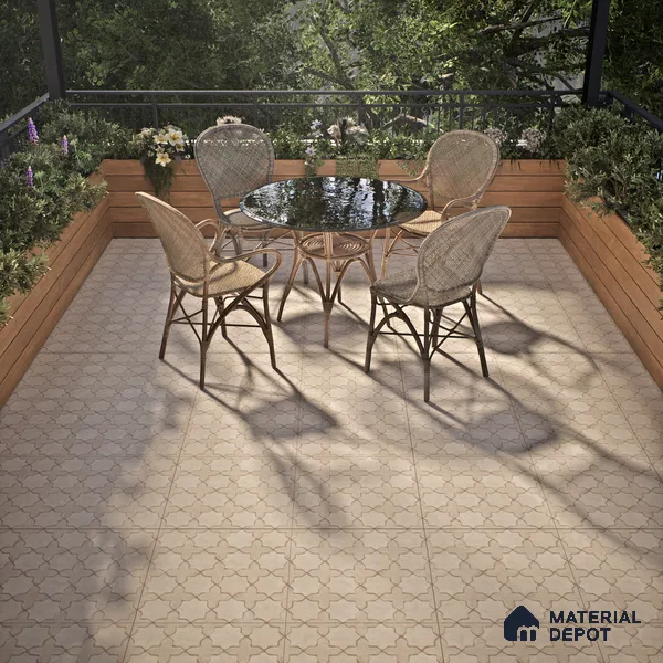 Parking Floor Tile TL 02753 Gemstone Crema 16 x 16 inch Vitrified Anti Skid Matte Finish Heavy Duty Tile - 12 mm | Suitable For Outdoor, High Traffic Areas, Terrace | Pattern Alignment May Vary | 2-3 mm Spacer is Mandatory