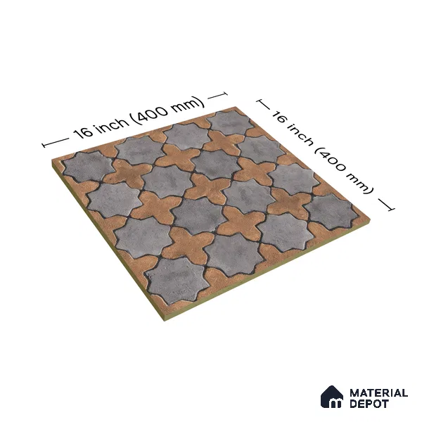 Parking Floor Tile TL 02754 Gemstone Gold 16 x 16 inch Vitrified Anti Skid Matte Finish Heavy Duty Tile - 12 mm | Suitable For Outdoor, High Traffic Areas, Terrace | Pattern Alignment May Vary | 2-3 mm Spacer is Mandatory (Sample)