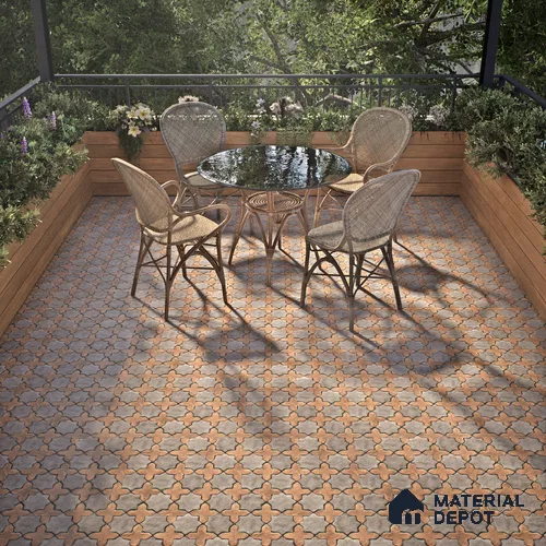 Parking Floor Tile TL 02754 Gemstone Gold 16 x 16 inch Vitrified Anti Skid Matte Finish Heavy Duty Tile - 12 mm | Suitable For Outdoor, High Traffic Areas, Terrace | Pattern Alignment May Vary | 2-3 mm Spacer is Mandatory