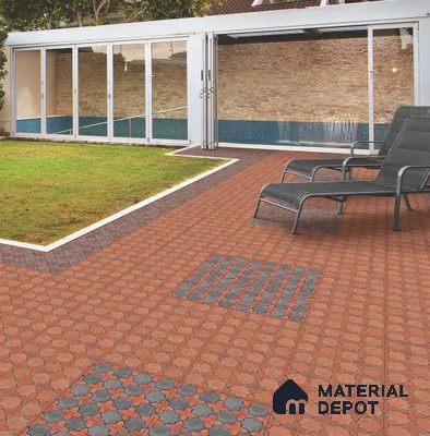Parking Floor Tile TL 02755 Gemstone Olive 16 x 16 inch Vitrified Anti Skid Matte Finish Heavy Duty Tile - 12 mm | Suitable For Outdoor, High Traffic Areas, Terrace | Pattern Alignment May Vary | 2-3 mm Spacer is Mandatory