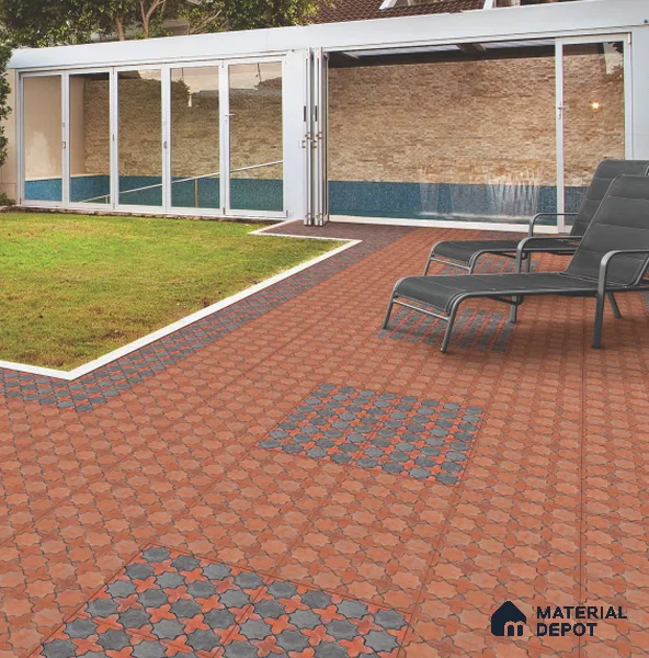 Parking Floor Tile TL 02755 Gemstone Olive 16 x 16 inch Vitrified Anti Skid Matte Finish Heavy Duty Tile - 12 mm | Suitable For Outdoor, High Traffic Areas, Terrace | Pattern Alignment May Vary | 2-3 mm Spacer is Mandatory