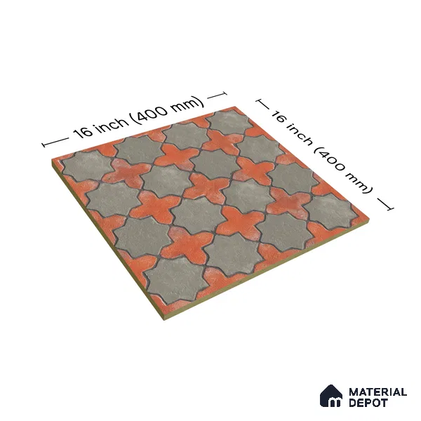 Parking Floor Tile TL 02755 Gemstone Olive 16 x 16 inch Vitrified Anti Skid Matte Finish Heavy Duty Tile - 12 mm | Suitable For Outdoor, High Traffic Areas, Terrace | Pattern Alignment May Vary | 2-3 mm Spacer is Mandatory