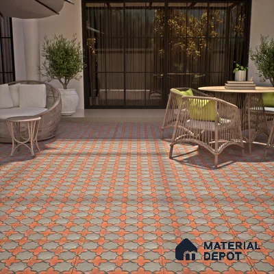 Parking Floor Tile TL 02755 Gemstone Olive 16 x 16 inch Vitrified Anti Skid Matte Finish Heavy Duty Tile - 12 mm | Suitable For Outdoor, High Traffic Areas, Terrace | Pattern Alignment May Vary | 2-3 mm Spacer is Mandatory