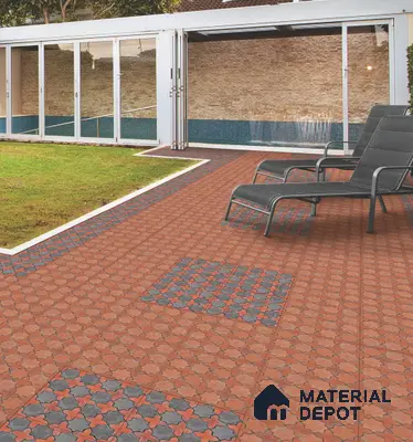 Parking Floor Tile TL 02756 Gemstone Rosso 16 x 16 inch Vitrified Anti Skid Matte Finish Heavy Duty Tile - 12 mm | Suitable For Outdoor, High Traffic Areas, Terrace | Pattern Alignment May Vary | 2-3 mm Spacer is Mandatory