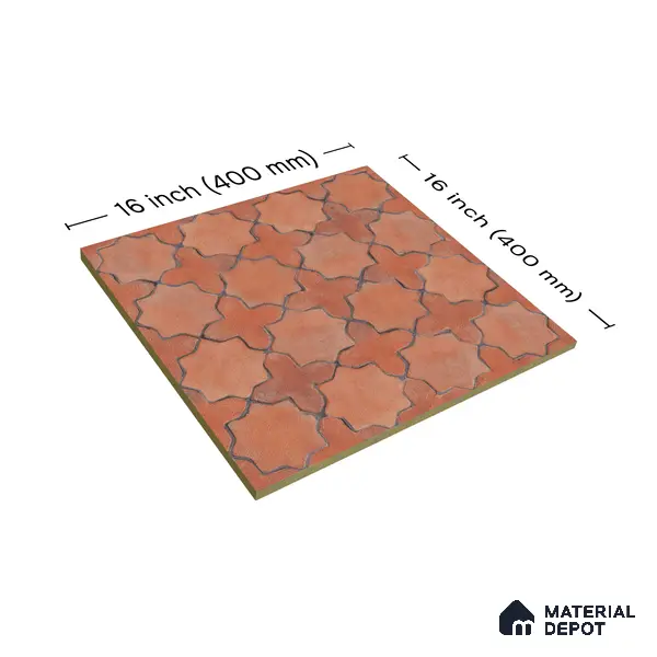 Parking Floor Tile TL 02756 Gemstone Rosso 16 x 16 inch Vitrified Anti Skid Matte Finish Heavy Duty Tile - 12 mm | Suitable For Outdoor, High Traffic Areas, Terrace | Pattern Alignment May Vary | 2-3 mm Spacer is Mandatory