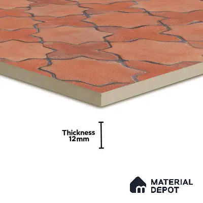 Parking Floor Tile TL 02756 Gemstone Rosso 16 x 16 inch Vitrified Anti Skid Matte Finish Heavy Duty Tile - 12 mm | Suitable For Outdoor, High Traffic Areas, Terrace | Pattern Alignment May Vary | 2-3 mm Spacer is Mandatory