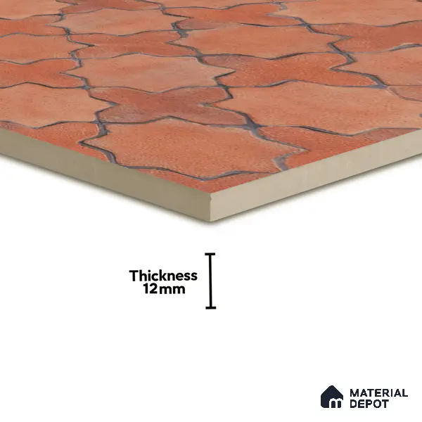 Parking Floor Tile TL 02756 Gemstone Rosso 16 x 16 inch Vitrified Anti Skid Matte Finish Heavy Duty Tile - 12 mm | Suitable For Outdoor, High Traffic Areas, Terrace | Pattern Alignment May Vary | 2-3 mm Spacer is Mandatory
