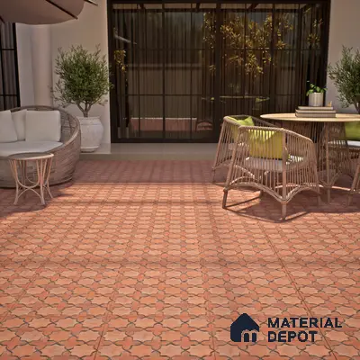 Parking Floor Tile TL 02756 Gemstone Rosso 16 x 16 inch Vitrified Anti Skid Matte Finish Heavy Duty Tile - 12 mm | Suitable For Outdoor, High Traffic Areas, Terrace | Pattern Alignment May Vary | 2-3 mm Spacer is Mandatory